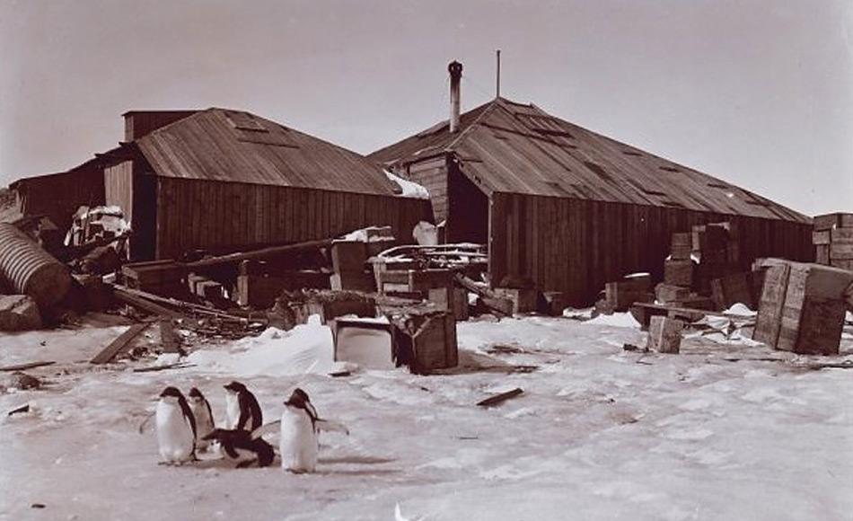 Eine alte Aufnahme der HÃ¼tten, die Mawson und seine MÃ¤nner gebaut hatten. Unter den Expeditionsmitgliedern befand sich auch ein Schweizer, Xavier Mertz, der sein Leben auf einer der Touren mit Mawson 1913 verlor.